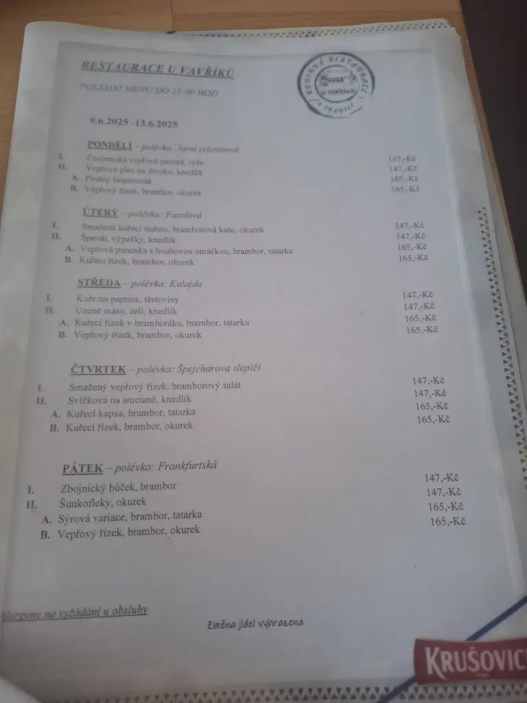 Menu_U VAVŘÍKŮ_Pohořelice_immagine_4