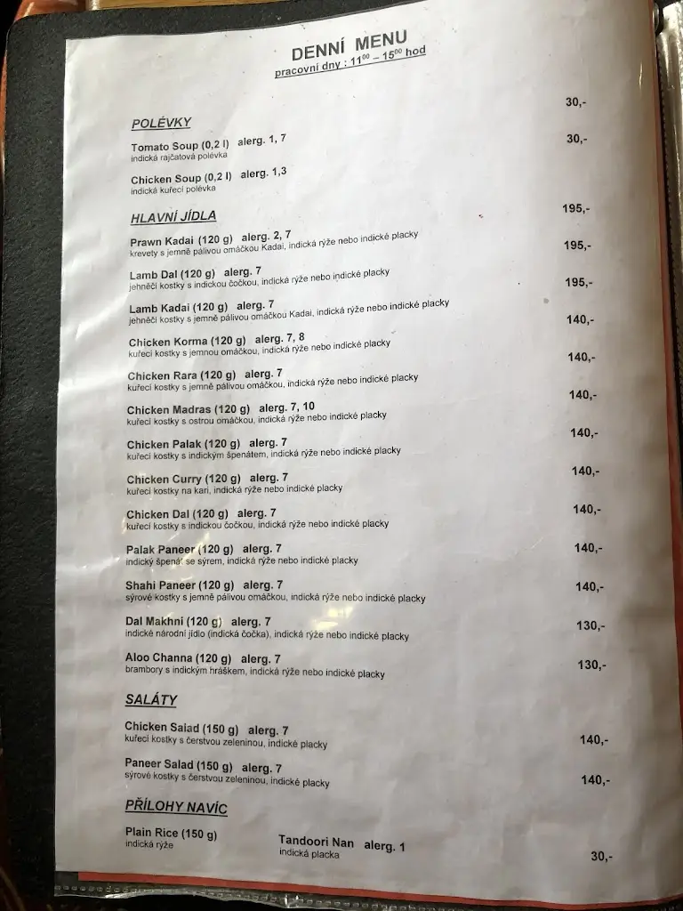Menu_Indian Restaurant_České Budějovice_image_1