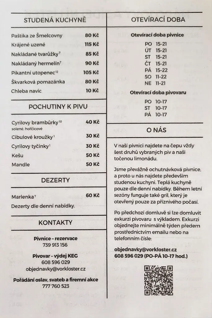 Menu_Klášterní pivovar Porta Coeli_Předklášteří_image_2