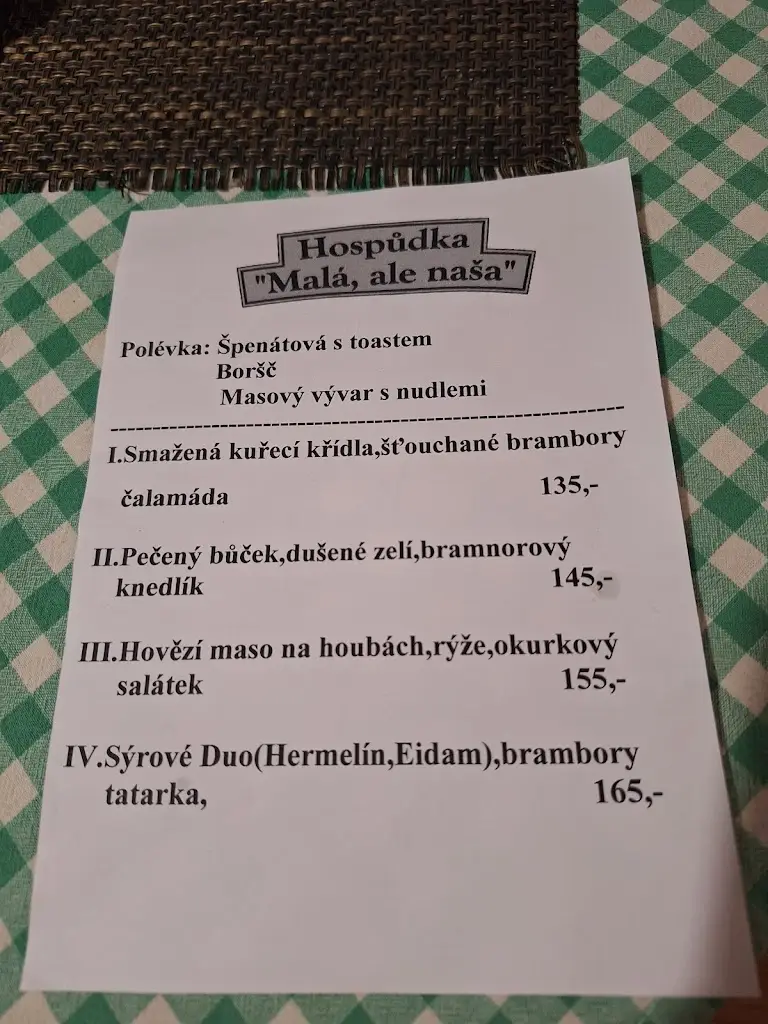 Menu_HOSPŮDKA MALÁ ALE NAŠA_Předklášteří_image_1