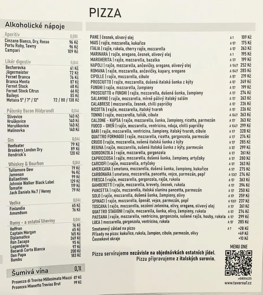 Menu_TAVERNA restaurace pizzerie bar_Rajhrad_image_1