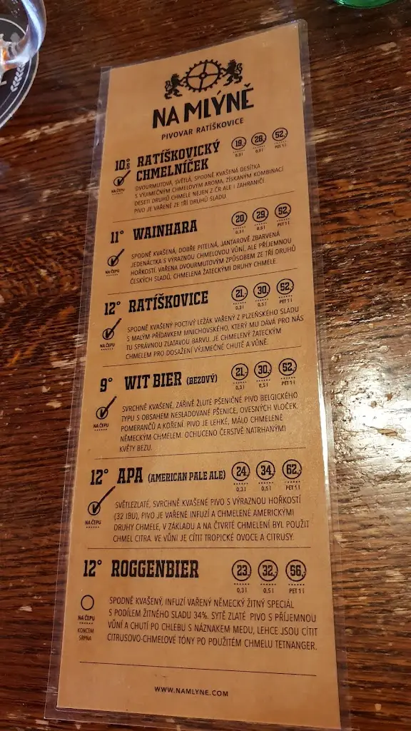 Menu_Restaurace & Pivovar Na Mlýně_Ratíškovice_image_1