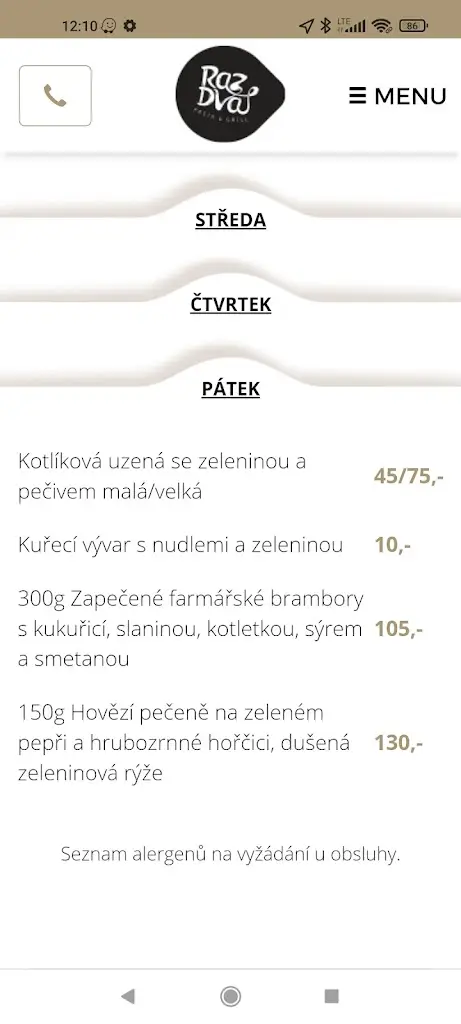 Menu_Raz Dva_Rosice_immagine_1