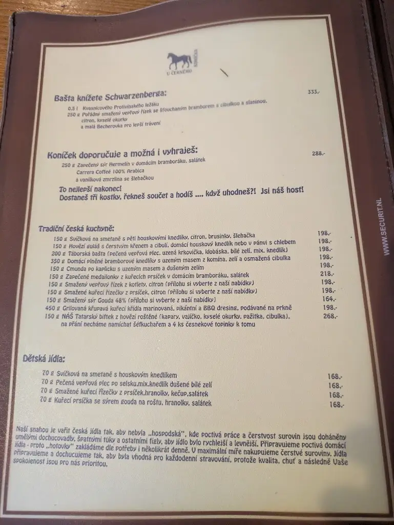 Menu_Hostinec U Černého koníčka_České Budějovice_image_1