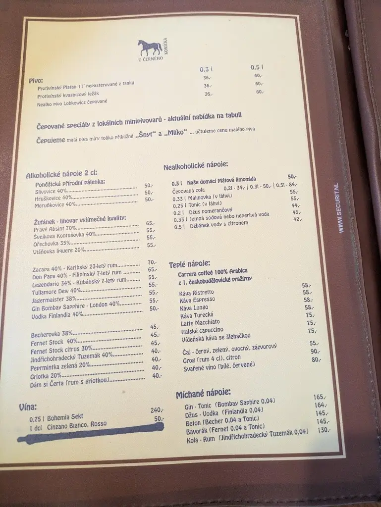 Menu_Hostinec U Černého koníčka_České Budějovice_image_2