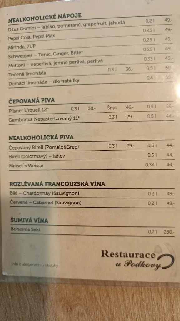Menu_Restaurace U Podkovy_České Budějovice_image_1