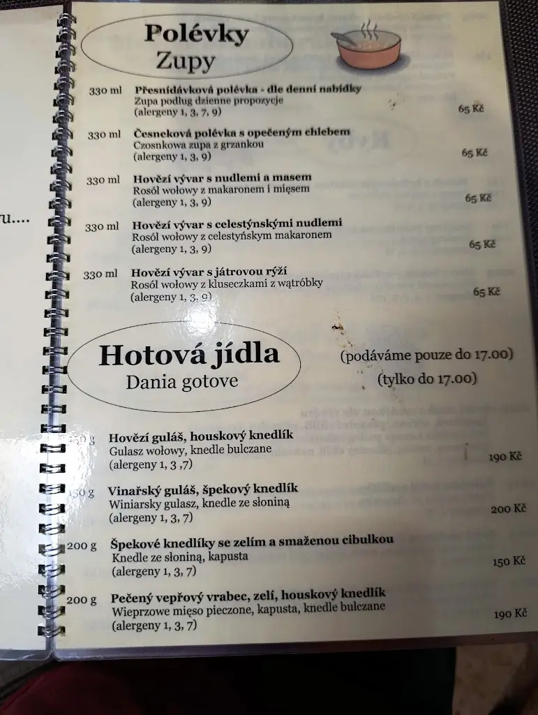 Menu_Restaurace U Bazalů_Tasovice_immagine_2