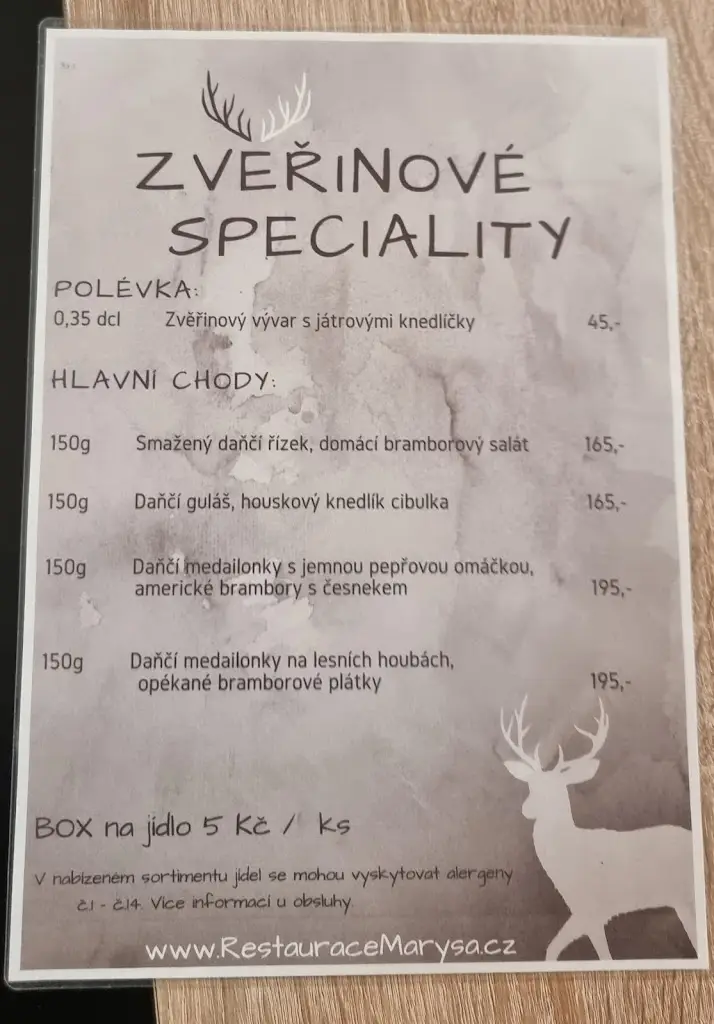 Menu_Restaurace & Penzion Maryša_Těšany_image_2