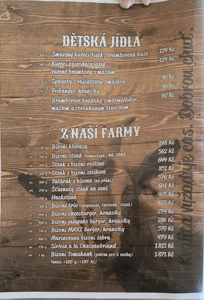 Menu_Bison Ranch_Český Rudolec_image_1
