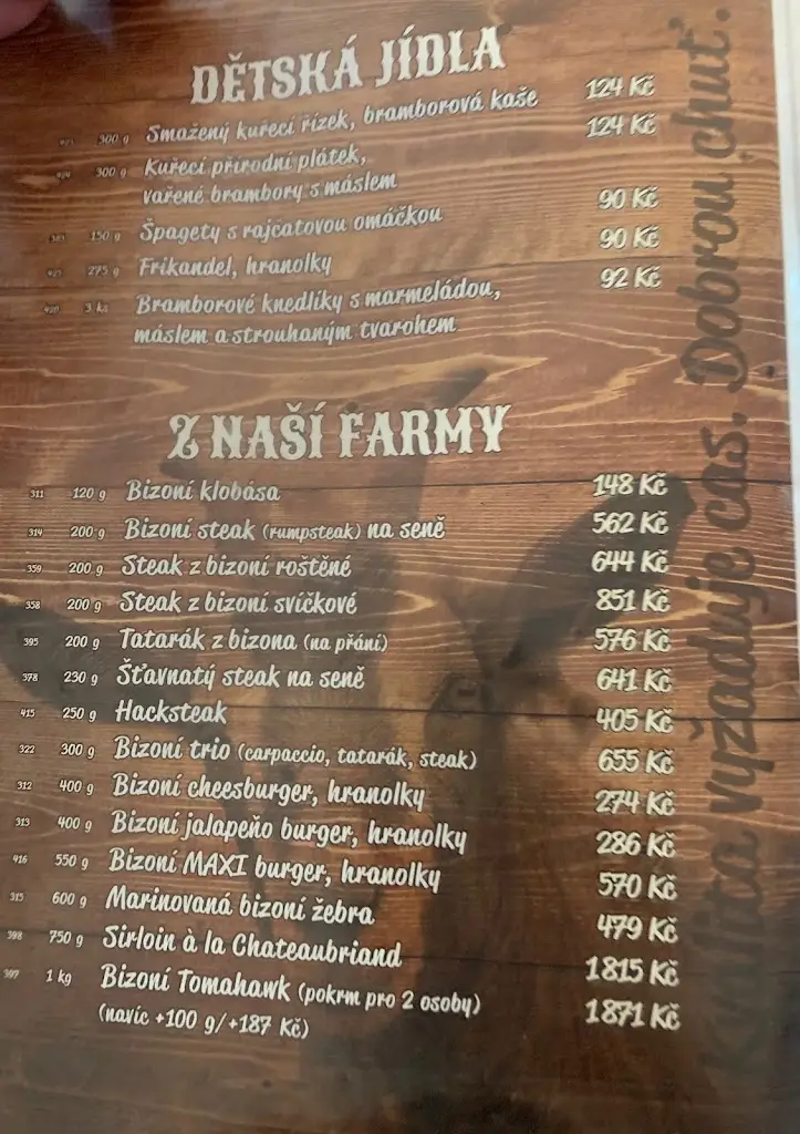 Menu_Bison Ranch_Český Rudolec_image_3