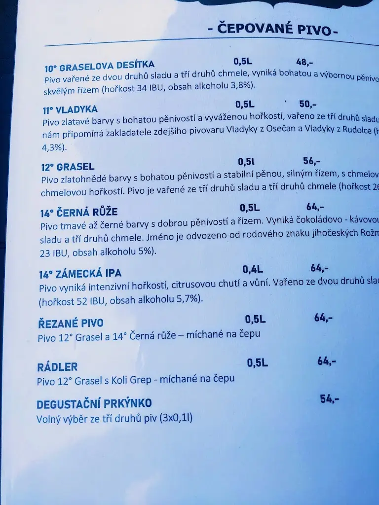 Menu_Pivovar a Penzion Grasel_Český Rudolec_image_1