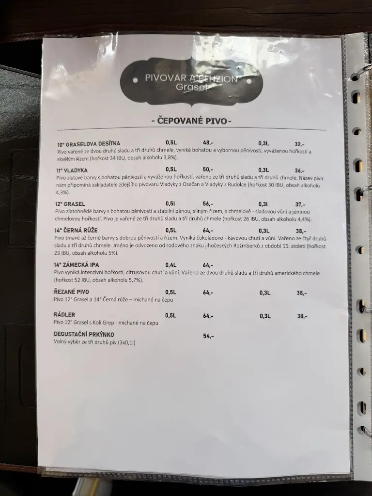 Menu_Pivovar a Penzion Grasel_Český Rudolec_image_3