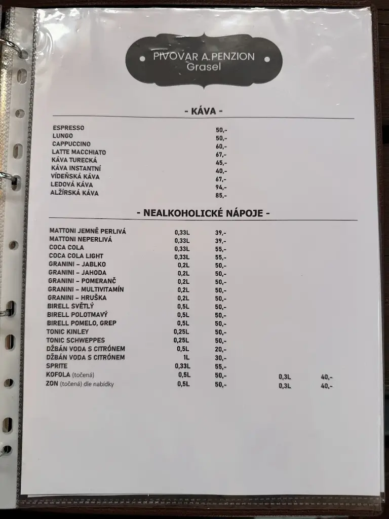 Menu_Pivovar a Penzion Grasel_Český Rudolec_image_4