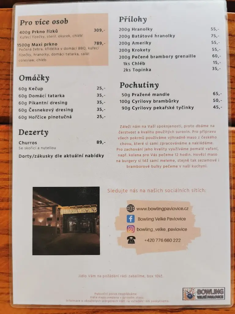Menu_Bowling Velké Pavlovice_Velké Pavlovice_image_1