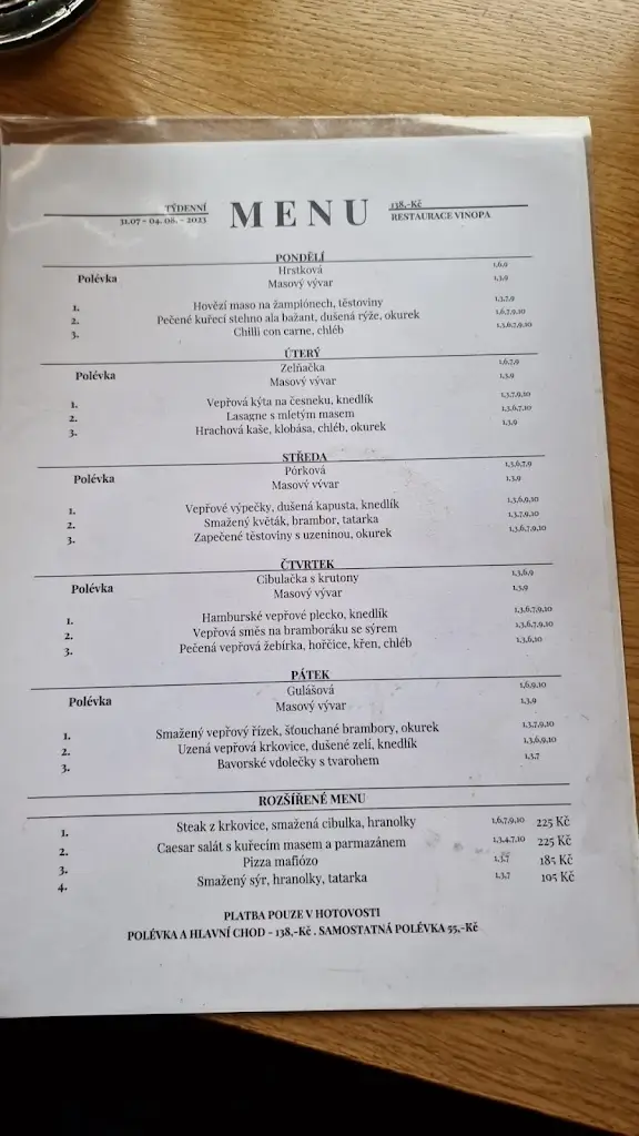 Menu_Restaurace Vinopa_Velké Pavlovice_immagine_3