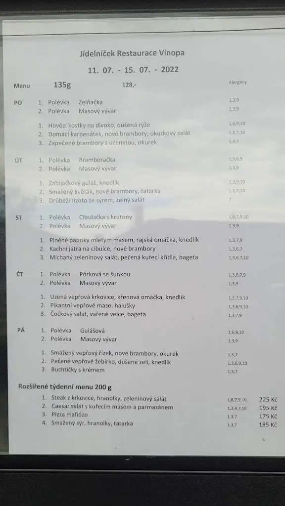 Menu_Restaurace Vinopa_Velké Pavlovice_immagine_4