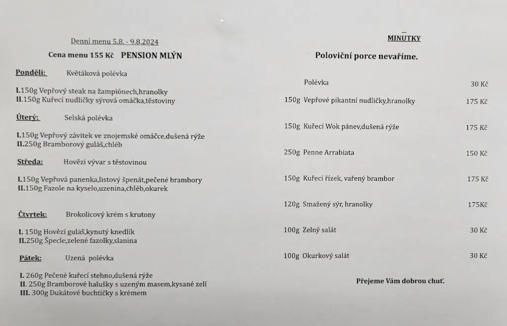 Menu_Pension Mlýn_Velké Bílovice_image_3