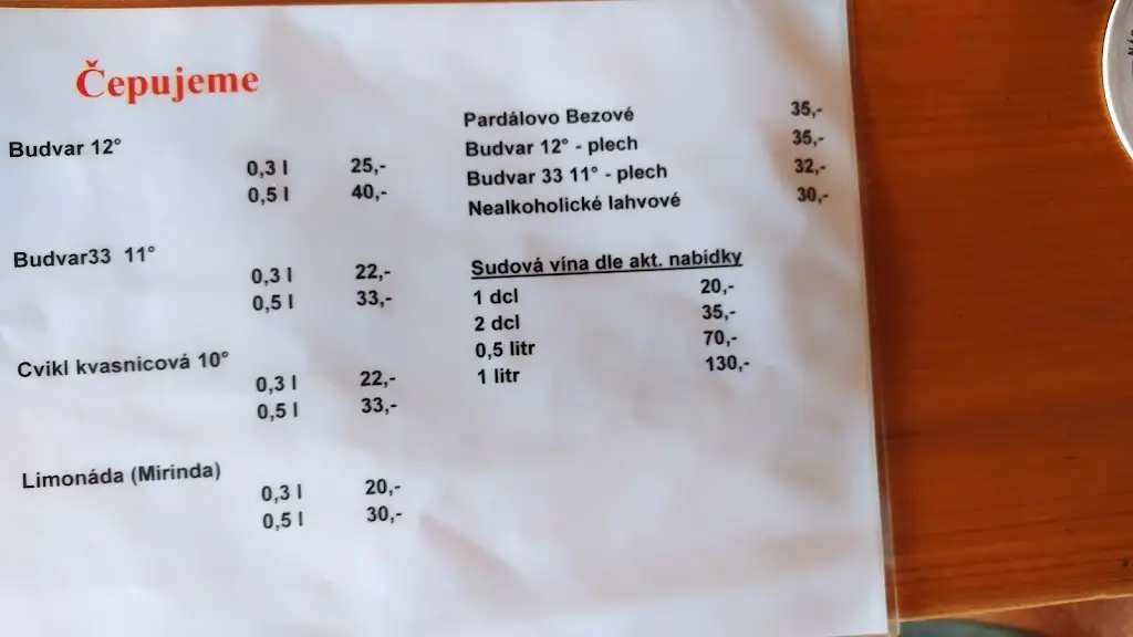 Menu_Občerstvení Na Sklepě_Velké Bílovice_image_4