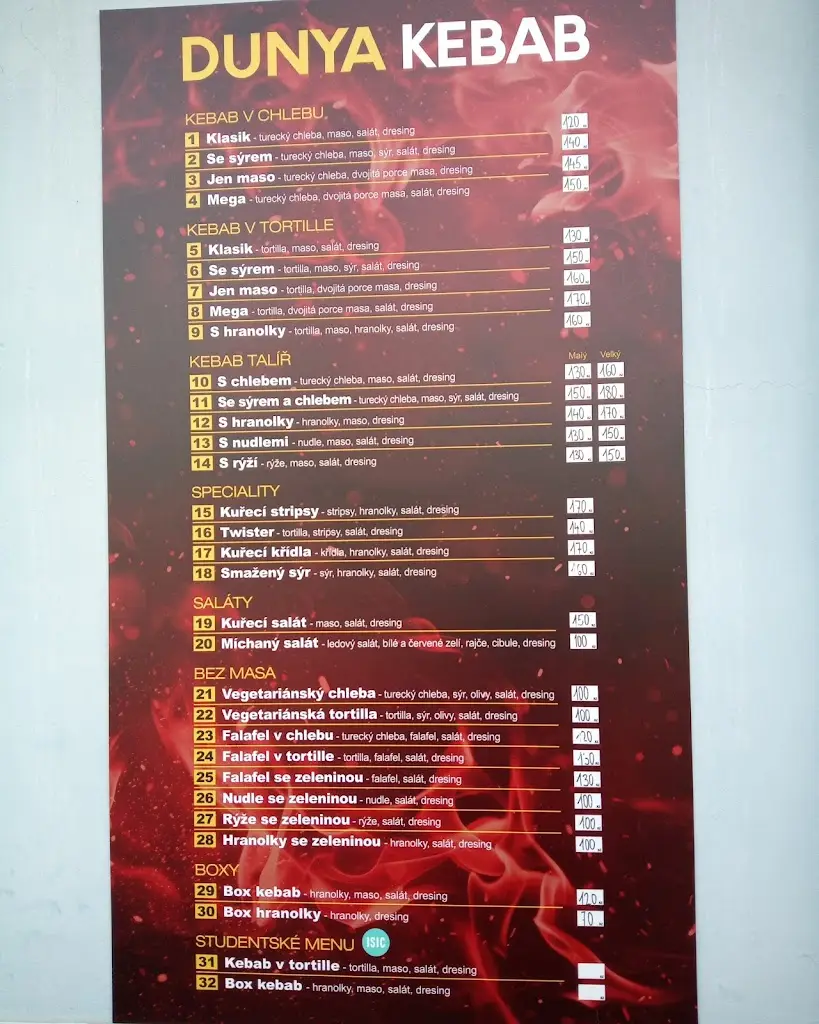 Menu_Dunya Kebab_Velké Bílovice_image_3