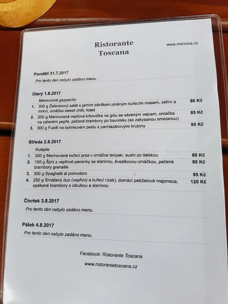 Menu_Ristorante Pinseria Toscana_Veselí nad Moravou_image_2