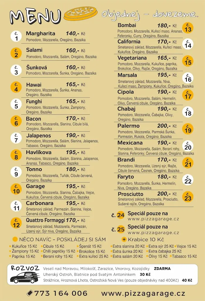 Menu_Pizza Garage_Veselí nad Moravou_image_1