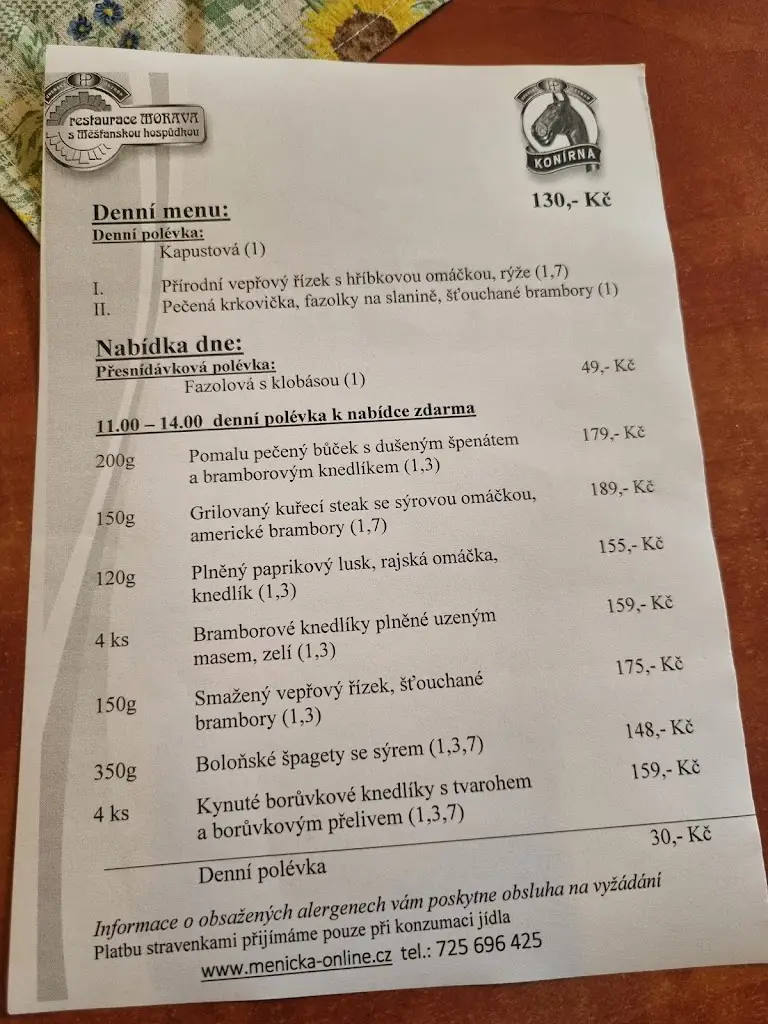 Menu_Morava s Měšťanskou hospůdkou, Konírna_Veselí nad Moravou_image_3