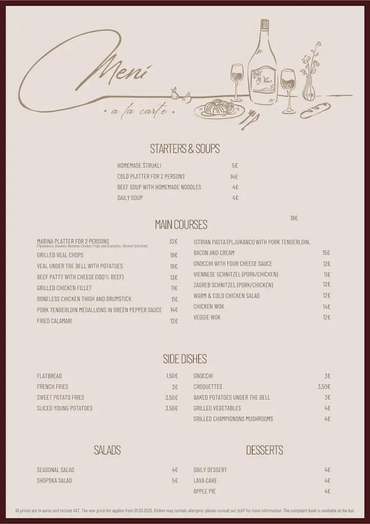 Menu_Motel Marina_Vrbovec_immagine_1