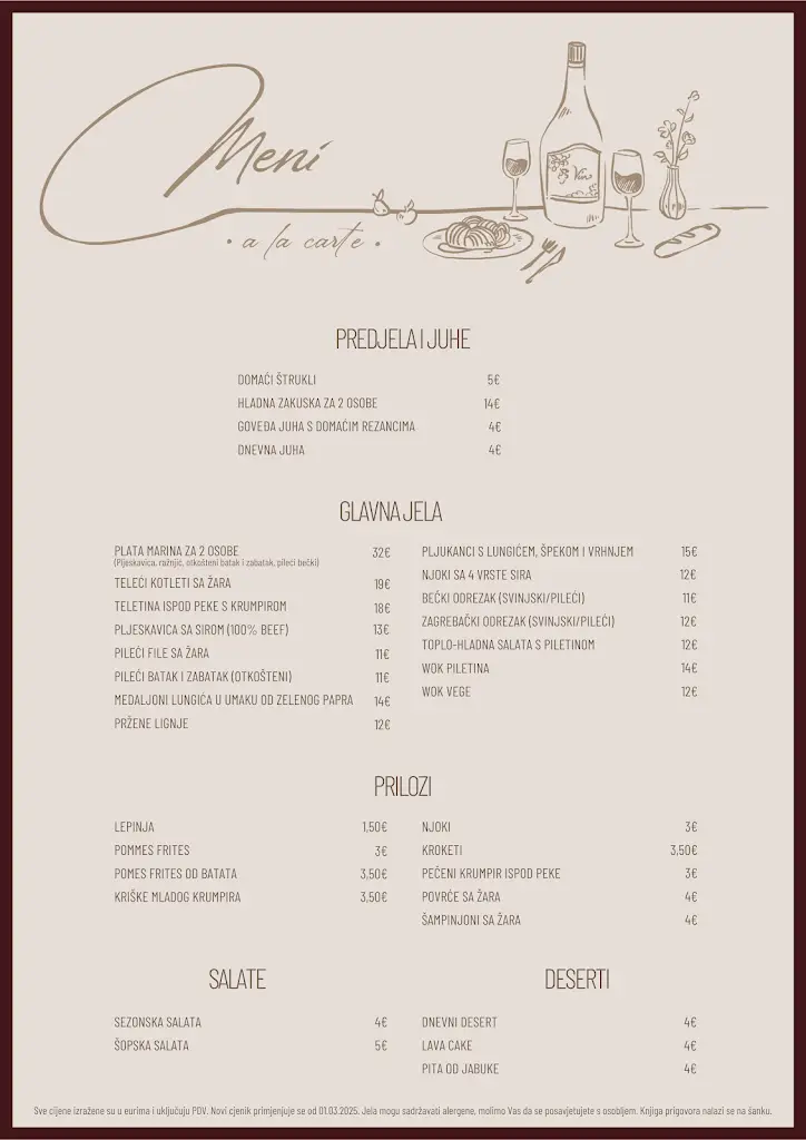 Menu_Motel Marina_Vrbovec_immagine_2