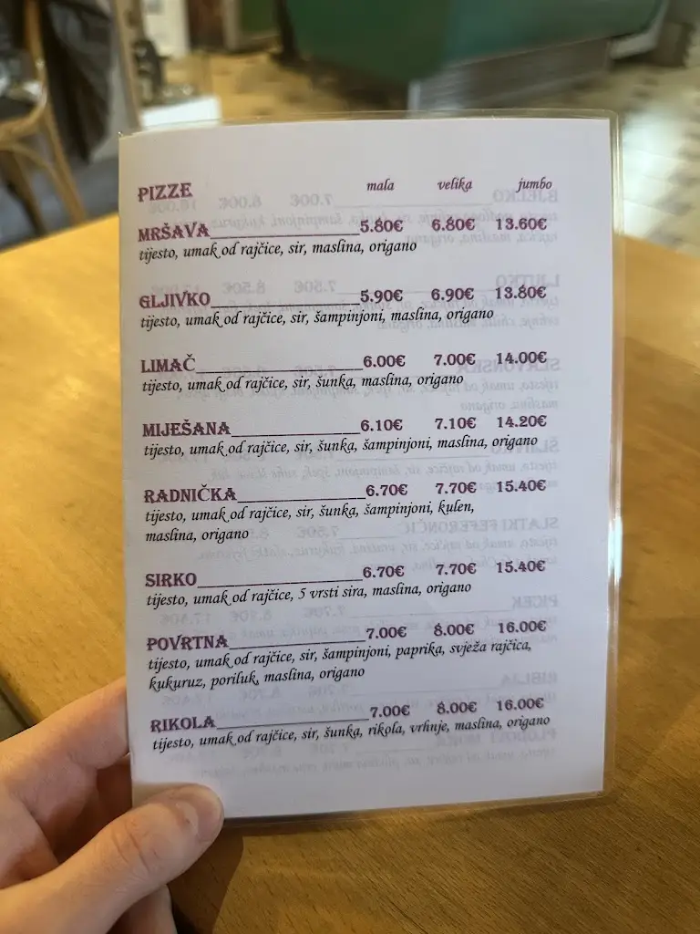 Menu_Pizzeria slastičarnica caffe bar Limač_Vrbovec_immagine_2