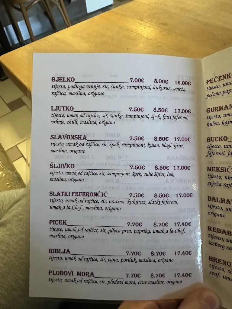 Menu_Pizzeria slastičarnica caffe bar Limač_Vrbovec_immagine_3