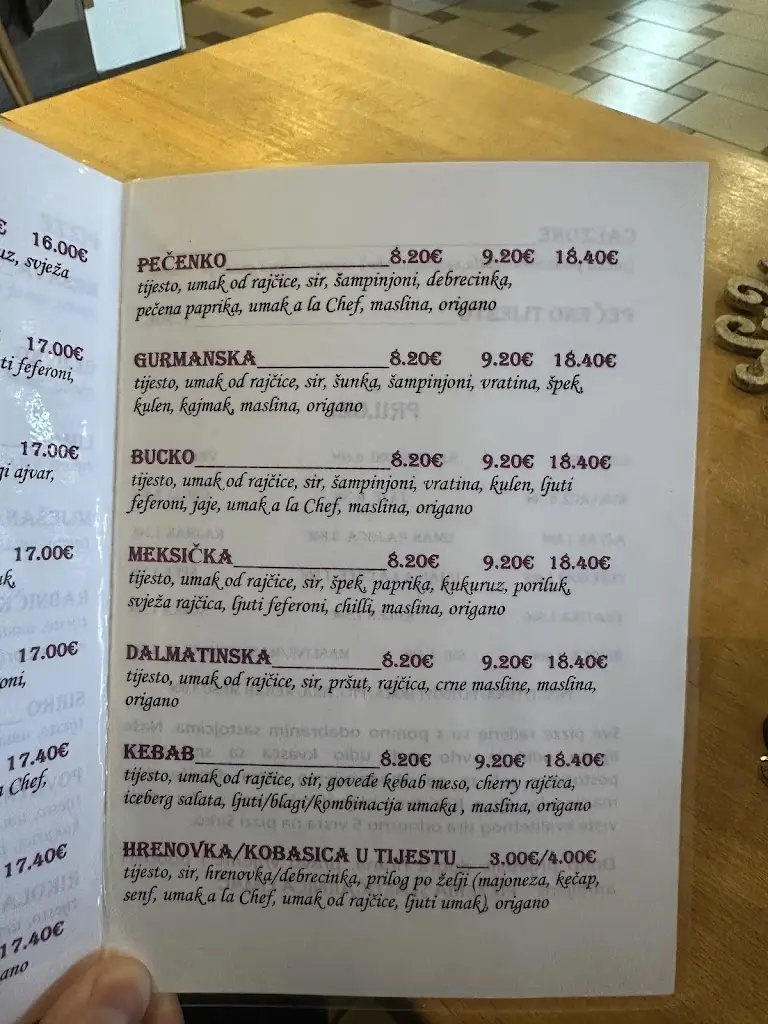 Menu_Pizzeria slastičarnica caffe bar Limač_Vrbovec_immagine_4