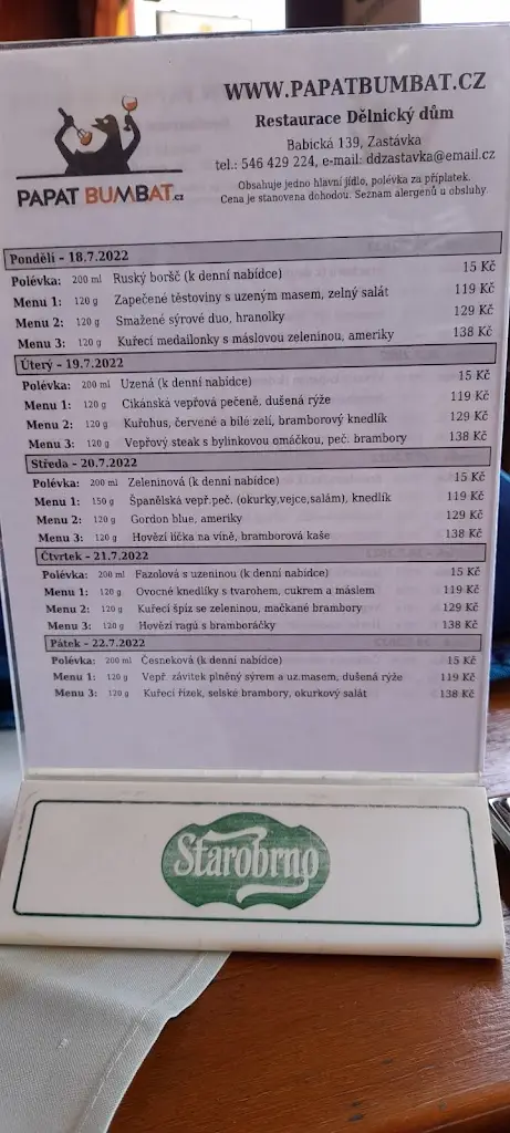 Menu_Restaurace Dělnický Dům_Zastávka_immagine_1