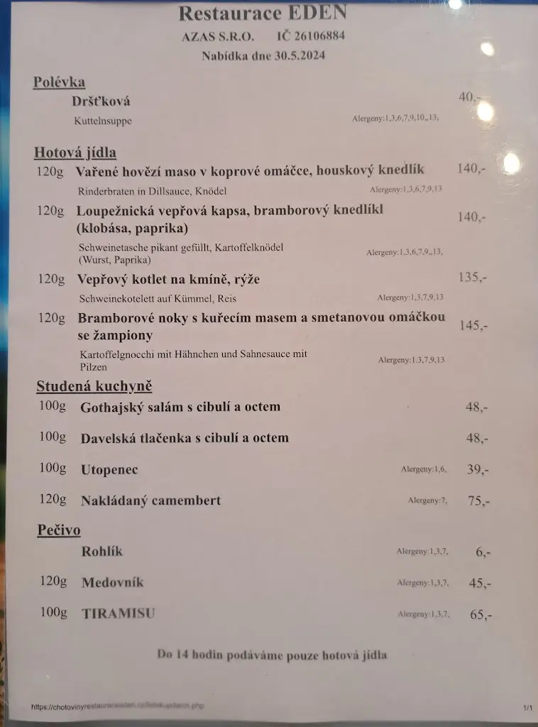 Menu_Restaurace Eden_Chotoviny_image_1