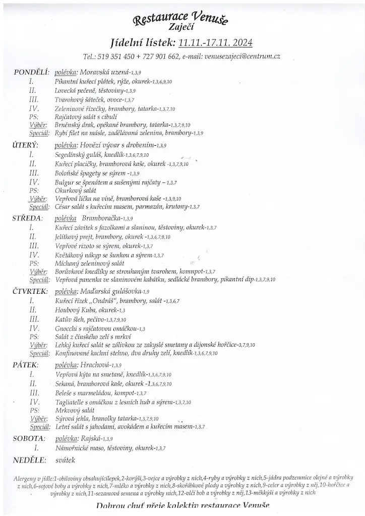 Menu_Venuše_Zaječí_immagine_1