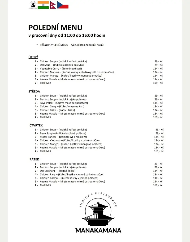 Menu_MANAKAMANA Indická, Nepálská restaurace Cheb_Cheb_image_1