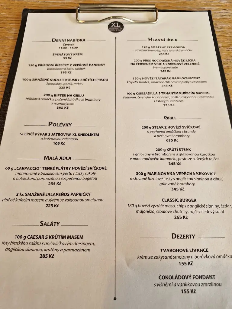 Menu_XL Restaurant Grill & Bar_Chodov_image_1