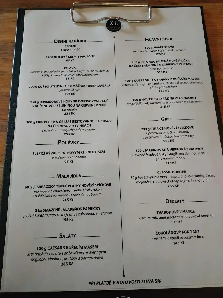 Menu_XL Restaurant Grill & Bar_Chodov_image_2