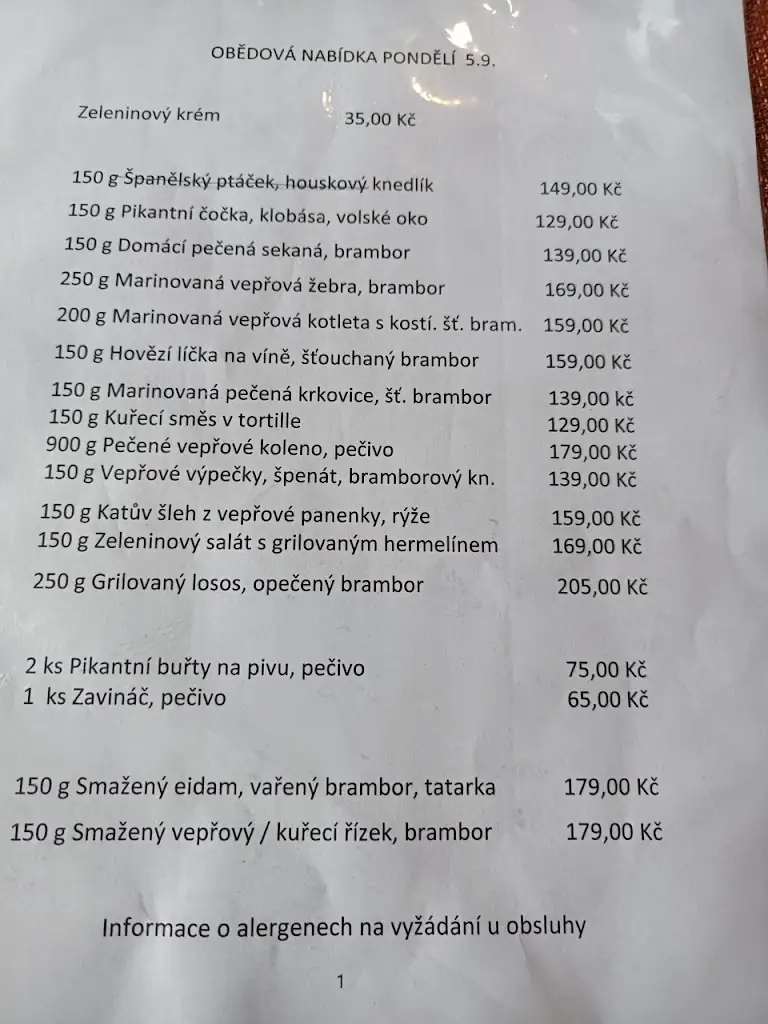 Menu_Restaurace a penzion Na Knížecí_Čimelice_image_1