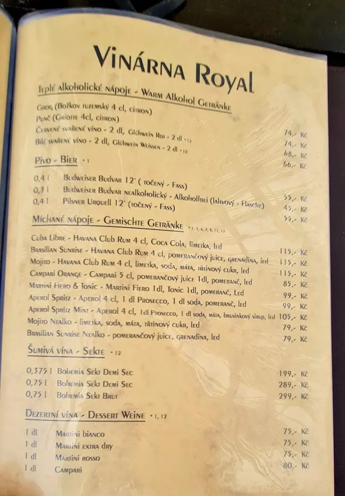 Menu_Vinárna Royal - restaurace_Františkovy Lázně_image_1