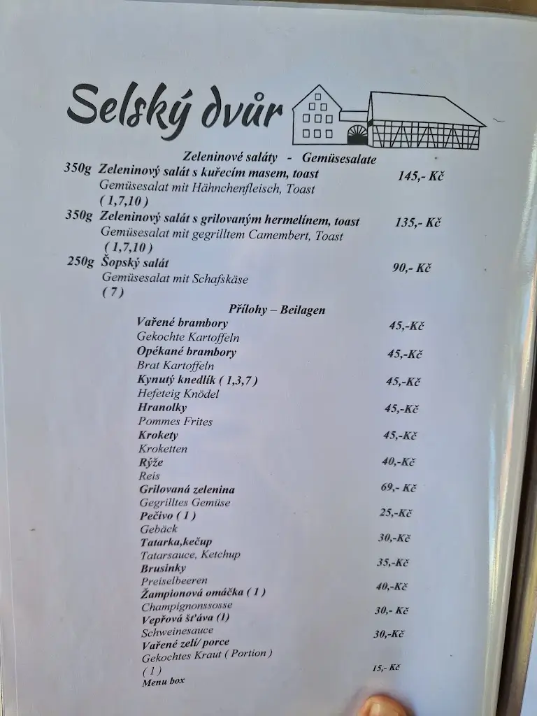 Menu_Restaurace / Penzion - Selský dvůr_Františkovy Lázně_image_1