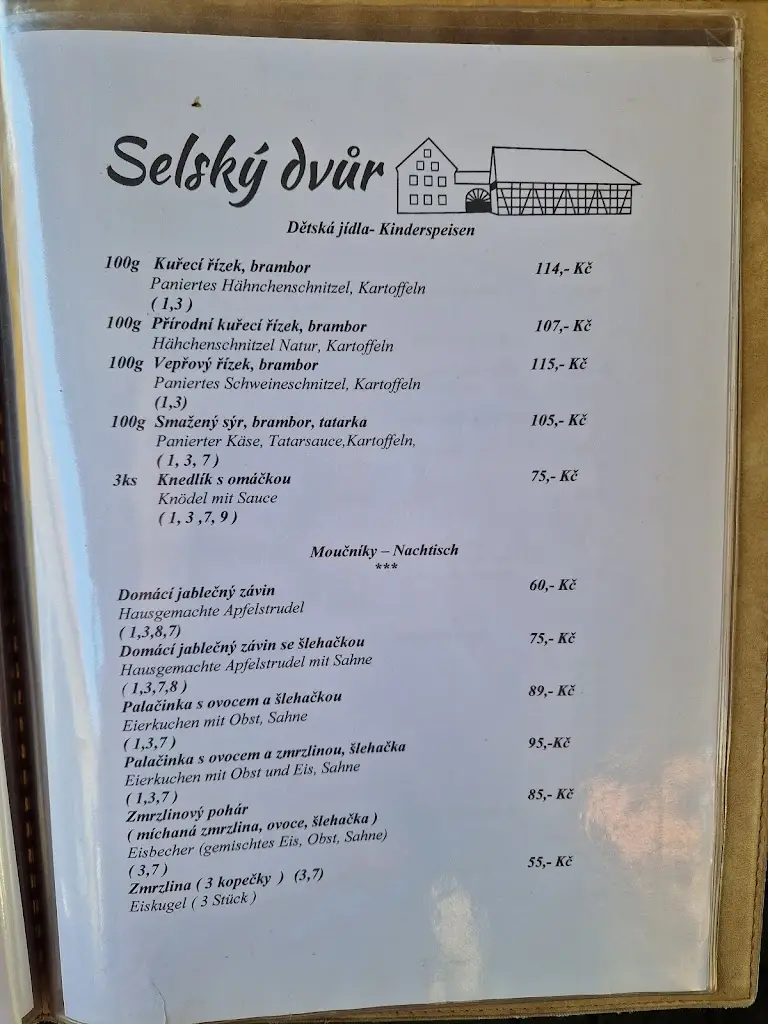Menu_Restaurace / Penzion - Selský dvůr_Františkovy Lázně_image_2
