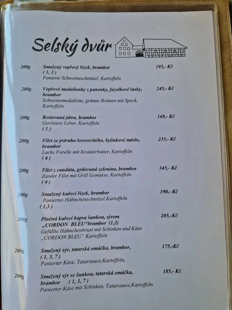Menu_Restaurace / Penzion - Selský dvůr_Františkovy Lázně_image_3