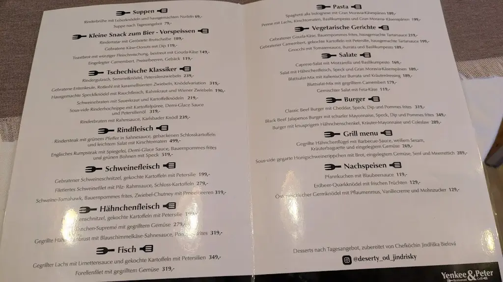 Menu_Yenkee and Peter Restaurant and gril_Kraslice_image_2
