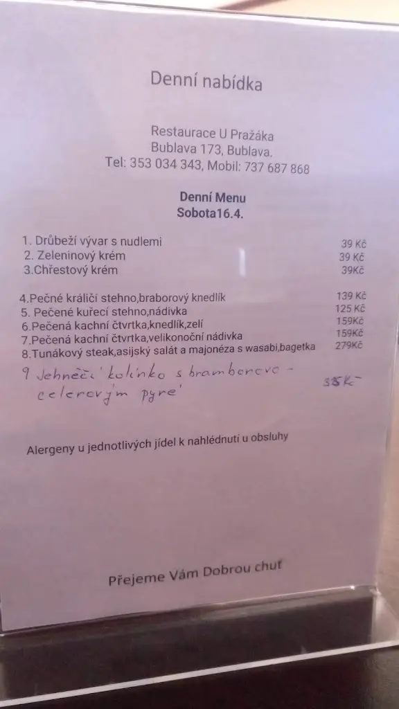 Menu_U Pražáka_Kraslice_immagine_2