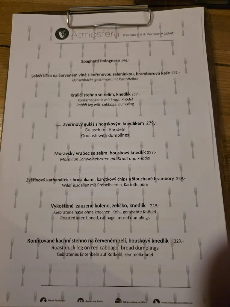 Menu_Restaurant & Pension Atmosféra_Loket_image_1