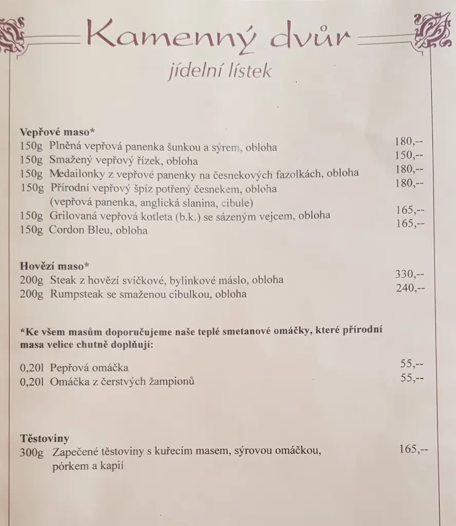 Menu_Restaurant Kamenný dvůr_Lázně Kynžvart_immagine_3