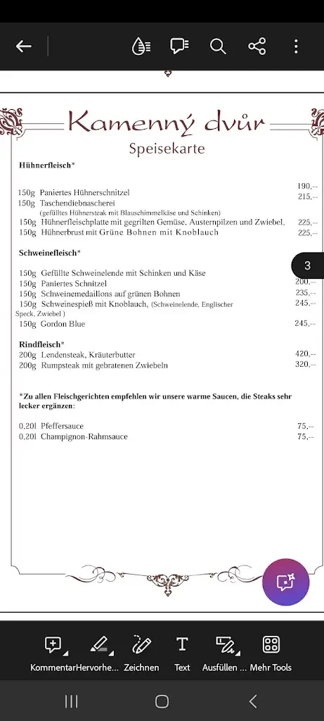 Menu_Restaurant Kamenný dvůr_Lázně Kynžvart_immagine_4