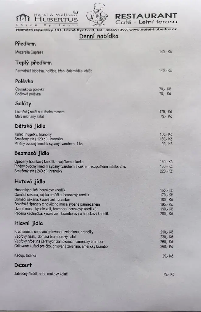 Menu_Restaurace Hubertus_Lázně Kynžvart_immagine_1