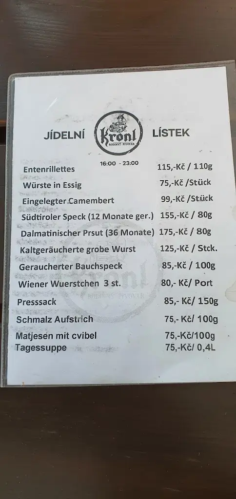 Menu_Kronl family brewery_Mariánské Lázně_immagine_4