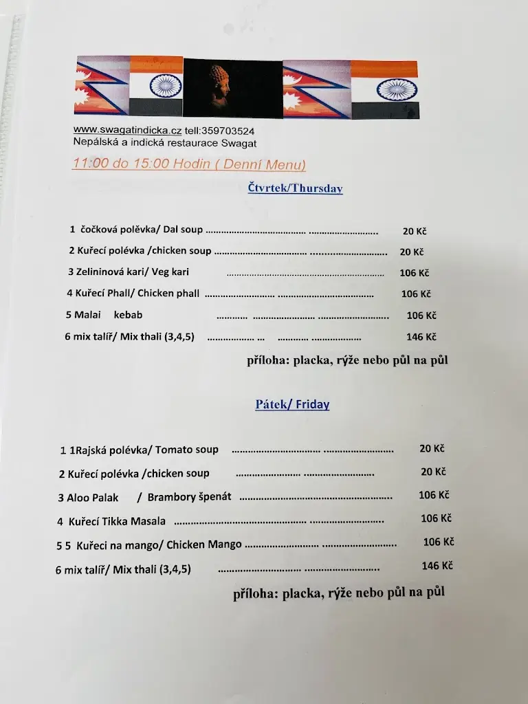 Menu_Swagat - Nepálská a indická restaurace_Okres Sokolov_immagine_3
